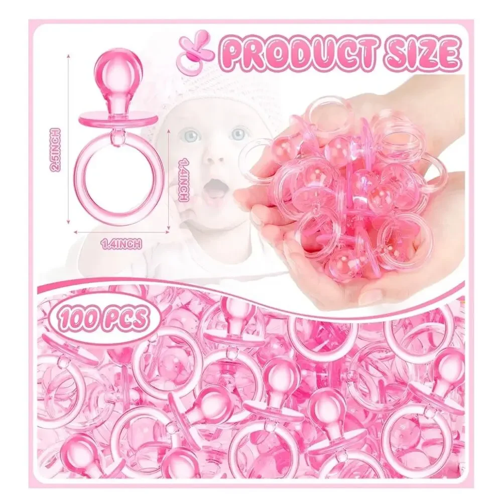 24 Pcs 2.5 lnch mini Baby Shower‎ Pacifiers Acrylic  Game party Supplies(Pink)